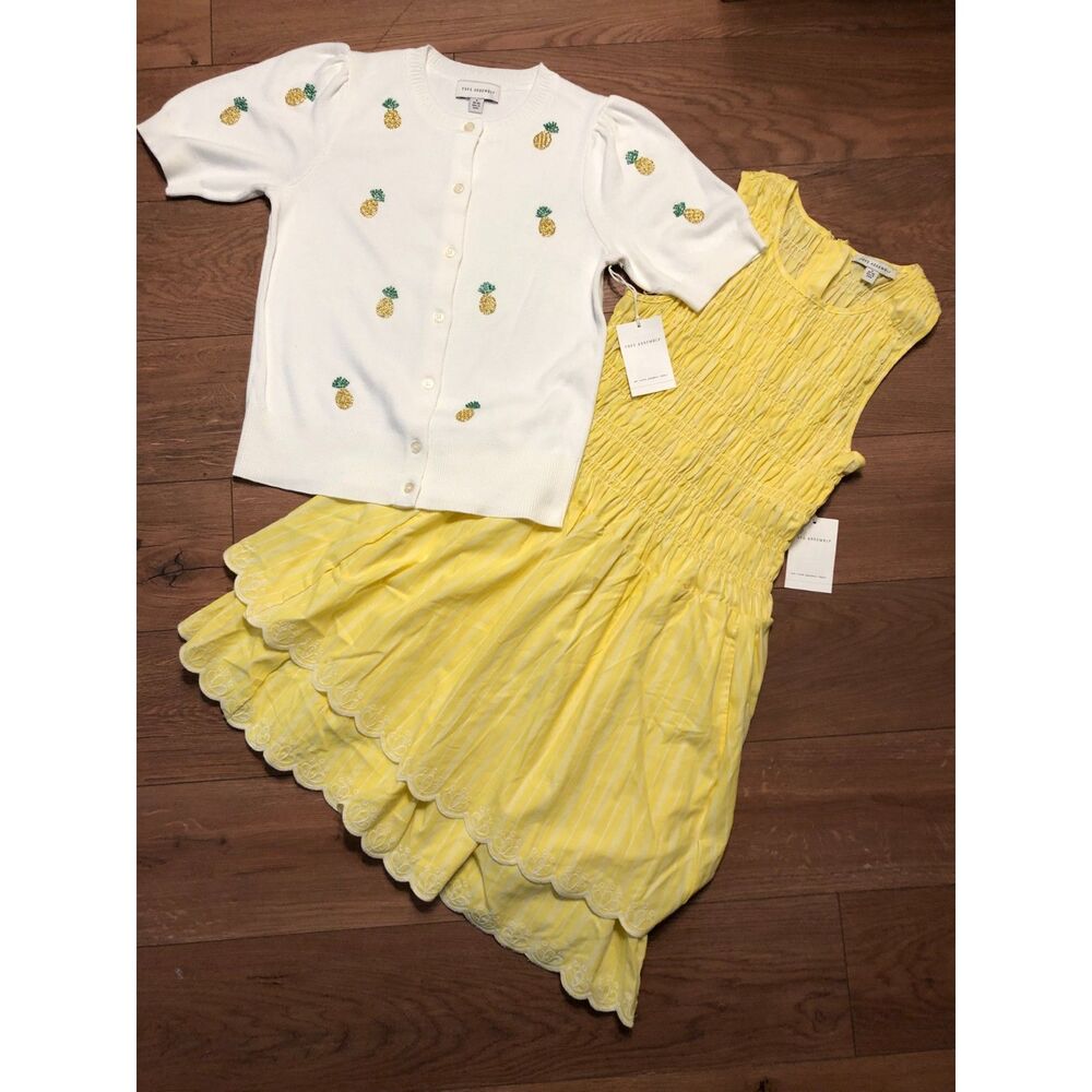 Woman's Small Pineapple Cardigan And Small Yellow Dress